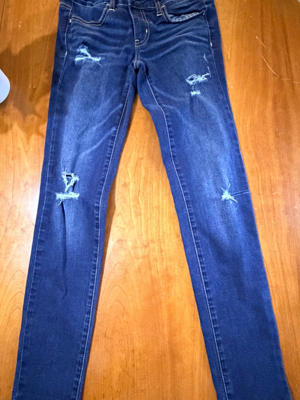 American Eagle Outfitters Dark Blue Ripped Skinny Jeans
